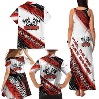 Formula 1 Inspired Bahrain Race Family Matching Tank Maxi Dress and Hawaiian Shirt with Checkered Flag Print