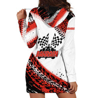Formula 1 Inspired Bahrain Race Hoodie Dress with Checkered Flag Print