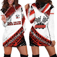 Formula 1 Inspired Bahrain Race Hoodie Dress with Checkered Flag Print