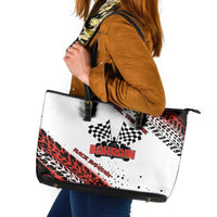 Formula 1 Inspired Bahrain Race Leather Tote Bag with Checkered Flag Print