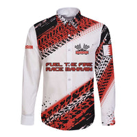 Formula 1 Inspired Bahrain Race Long Sleeve Button Shirt with Checkered Flag Print