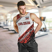 Formula 1 Inspired Bahrain Race Men Tank Top with Checkered Flag Print