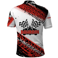 Formula 1 Inspired Bahrain Race Polo Shirt with Checkered Flag Print