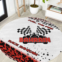 Formula 1 Inspired Bahrain Race Round Carpet with Checkered Flag Print