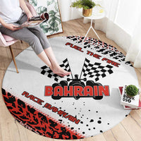 Formula 1 Inspired Bahrain Race Round Carpet with Checkered Flag Print