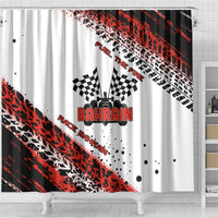 Formula 1 Inspired Bahrain Race Shower Curtain with Checkered Flag Print