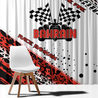 Formula 1 Inspired Bahrain Race Window Curtain with Checkered Flag Print