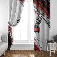 Formula 1 Inspired Bahrain Race Window Curtain with Checkered Flag Print