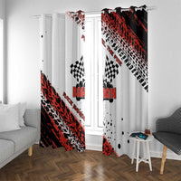 Formula 1 Inspired Bahrain Race Window Curtain with Checkered Flag Print