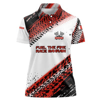 Formula 1 Inspired Bahrain Race Women Polo Shirt with Checkered Flag Print