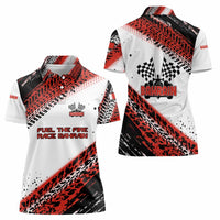 Formula 1 Inspired Bahrain Race Women Polo Shirt with Checkered Flag Print