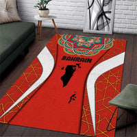 Bahrain Mandala Pattern Area Rug with National Map and Arabic Geometric Design