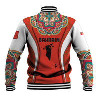 Bahrain Mandala Pattern Baseball Jacket with National Map and Arabic Geometric Design