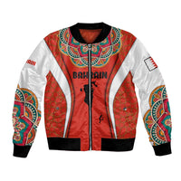 Bahrain Mandala Pattern Bomber Jacket with National Map and Arabic Geometric Design