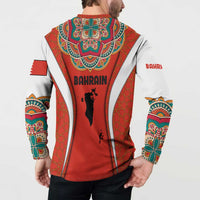 Bahrain Mandala Pattern Button Sweatshirt with National Map and Arabic Geometric Design