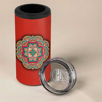 Bahrain Mandala Pattern 4 in 1 Can Cooler Tumbler with National Map and Arabic Geometric Design