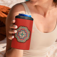 Bahrain Mandala Pattern 4 in 1 Can Cooler Tumbler with National Map and Arabic Geometric Design