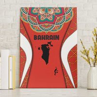 Bahrain Mandala Pattern Canvas Wall Art with National Map and Arabic Geometric Design