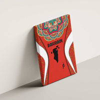 Bahrain Mandala Pattern Canvas Wall Art with National Map and Arabic Geometric Design