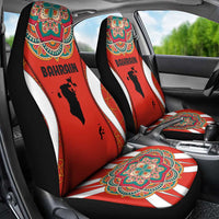 Bahrain Mandala Pattern Car Seat Cover with National Map and Arabic Geometric Design