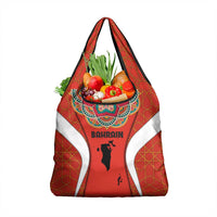 Bahrain Mandala Pattern Grocery Bag with National Map and Arabic Geometric Design