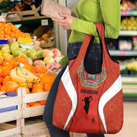 Bahrain Mandala Pattern Grocery Bag with National Map and Arabic Geometric Design