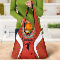 Bahrain Mandala Pattern Grocery Bag with National Map and Arabic Geometric Design