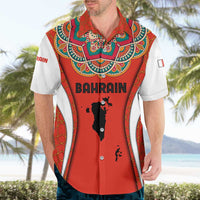 Bahrain Mandala Pattern Hawaiian Shirt with National Map and Arabic Geometric Design