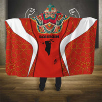 Bahrain Mandala Pattern Hooded Blanket with National Map and Arabic Geometric Design
