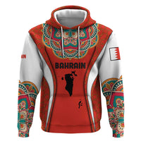 Bahrain Mandala Pattern Hoodie with National Map and Arabic Geometric Design