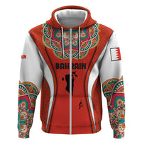 Bahrain Mandala Pattern Hoodie with National Map and Arabic Geometric Design