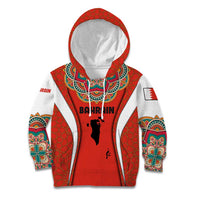 Bahrain Mandala Pattern Kid Hoodie with National Map and Arabic Geometric Design