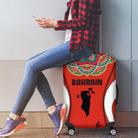 Bahrain Mandala Pattern Luggage Cover with National Map and Arabic Geometric Design