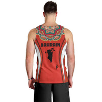Bahrain Mandala Pattern Men Tank Top with National Map and Arabic Geometric Design