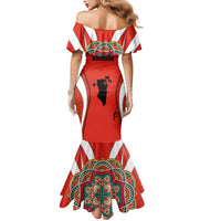 Bahrain Mandala Pattern Mermaid Dress with National Map and Arabic Geometric Design