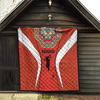 Bahrain Mandala Pattern Quilt with National Map and Arabic Geometric Design