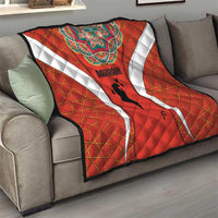 Bahrain Mandala Pattern Quilt with National Map and Arabic Geometric Design