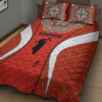 Bahrain Mandala Pattern Quilt Bed Set with National Map and Arabic Geometric Design