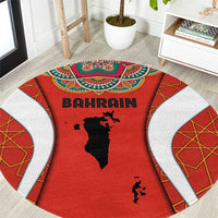 Bahrain Mandala Pattern Round Carpet with National Map and Arabic Geometric Design