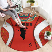 Bahrain Mandala Pattern Round Carpet with National Map and Arabic Geometric Design