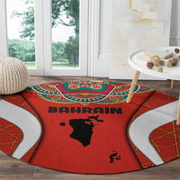 Bahrain Mandala Pattern Round Carpet with National Map and Arabic Geometric Design