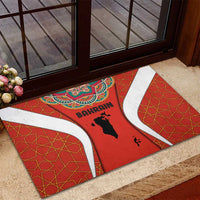 Bahrain Mandala Pattern Rubber Doormat with National Map and Arabic Geometric Design