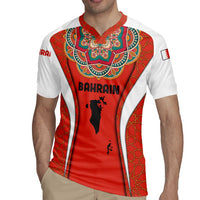 Bahrain Mandala Pattern Rugby Jersey with National Map and Arabic Geometric Design