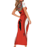Bahrain Mandala Pattern Short Sleeve Bodycon Dress with National Map and Arabic Geometric Design