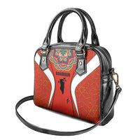 Bahrain Mandala Pattern Shoulder Handbag with National Map and Arabic Geometric Design