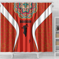Bahrain Mandala Pattern Shower Curtain with National Map and Arabic Geometric Design