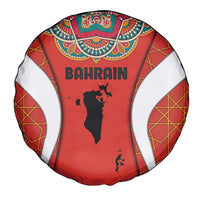 Bahrain Mandala Pattern Spare Tire Cover with National Map and Arabic Geometric Design