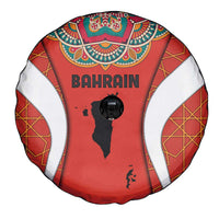 Bahrain Mandala Pattern Spare Tire Cover with National Map and Arabic Geometric Design