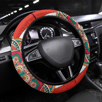 Bahrain Mandala Pattern Steering Wheel Cover with National Map and Arabic Geometric Design