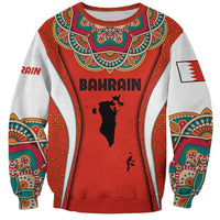 Bahrain Mandala Pattern Sweatshirt with National Map and Arabic Geometric Design